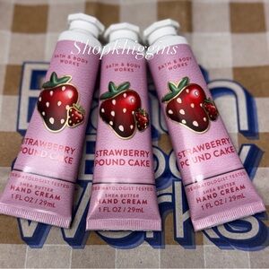 NEW B&BW(3) Strawberry Pound Cake Hand Creams 1 fl Oz each